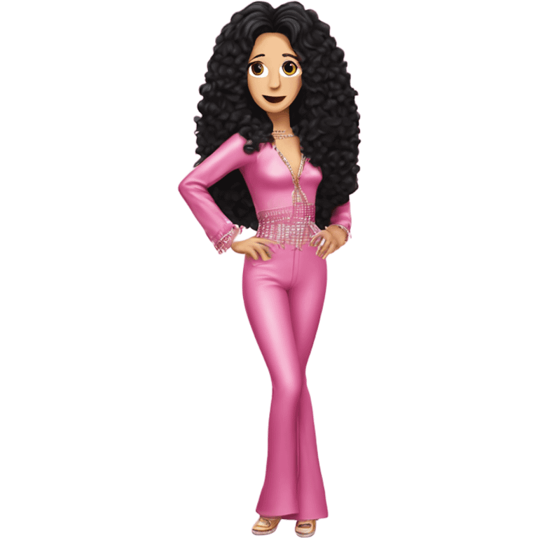 CHER flipping her hair in her classic pink disco outfit  emoji