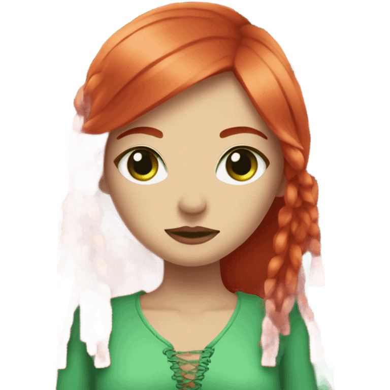  tassels on the body of a girl with red hair and green eyes emoji