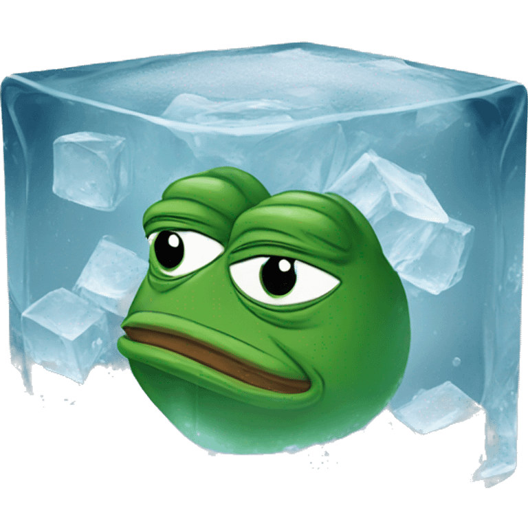 pepe the frog inside an icecube emoji