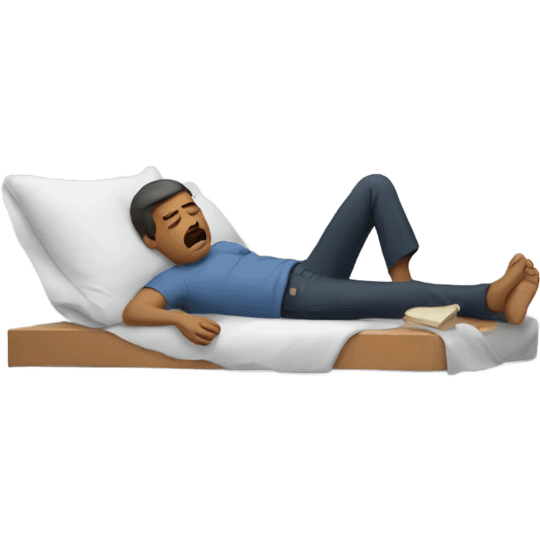 Man laying down who is very tired  emoji