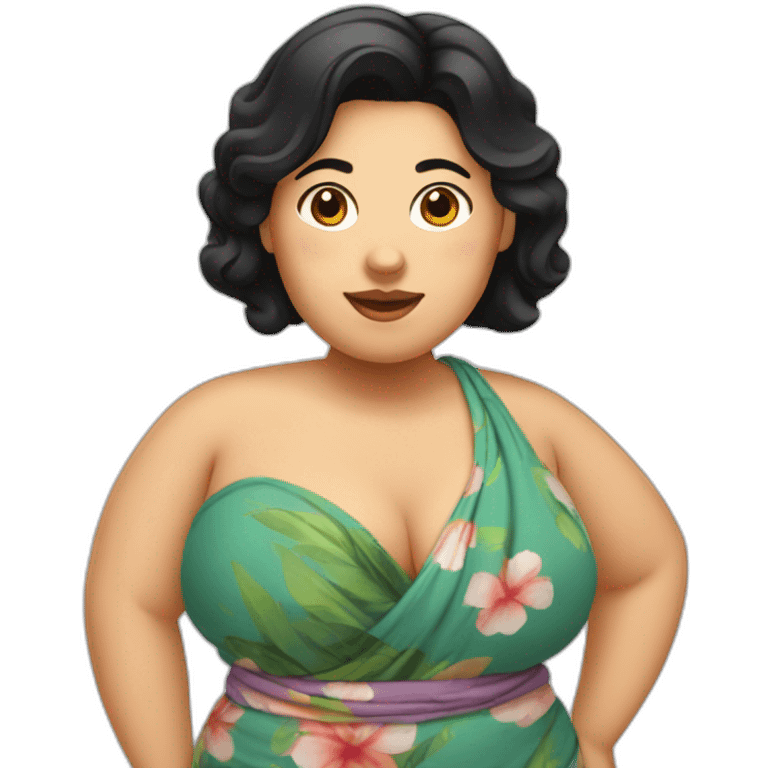 dutch chubby woman with black hair in a sarong emoji