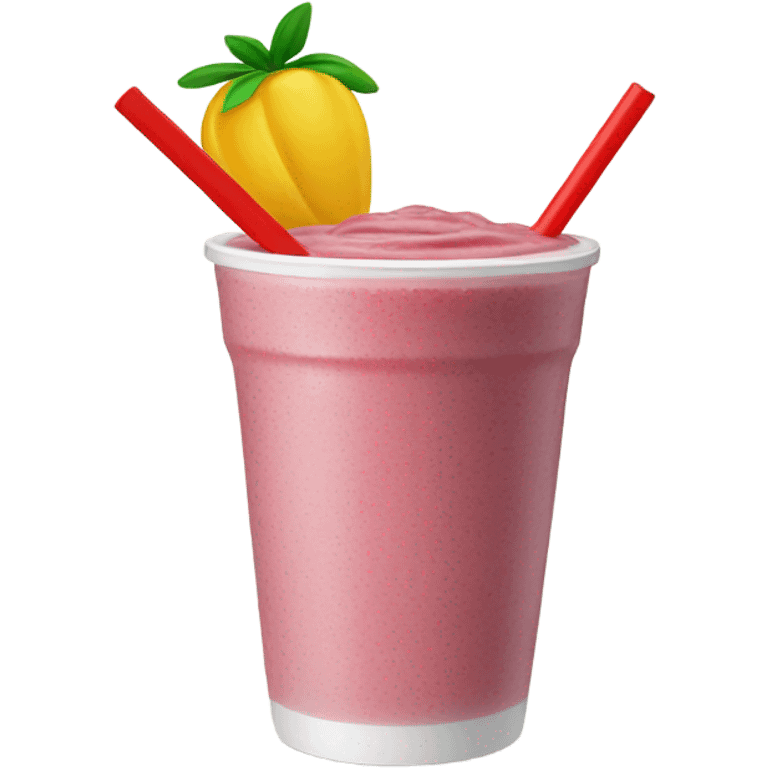 Fruit smoothie in a white cup with red straw emoji