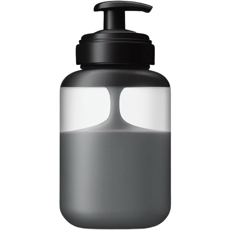 body wash in tall  grey slight  hourglass bottle with black flip lid  emoji