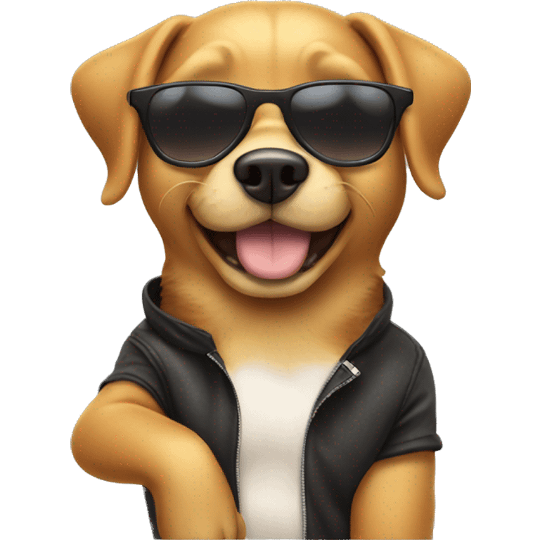 dog dabbing with sunglasses emoji