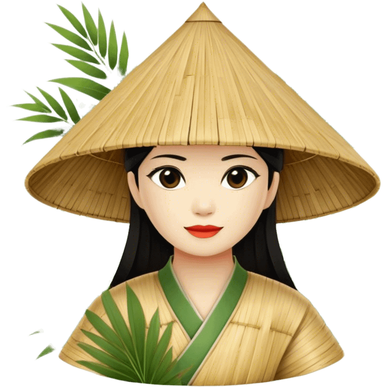 ​Cinematic Realistic Traditional Vietnamese Nón Lá, depicted as a delicately crafted conical hat made of bamboo and palm leaves with subtle texture and natural wear, set against a serene rural backdrop bathed in warm, soft sunlight, evoking authentic cultural heritage, emoji