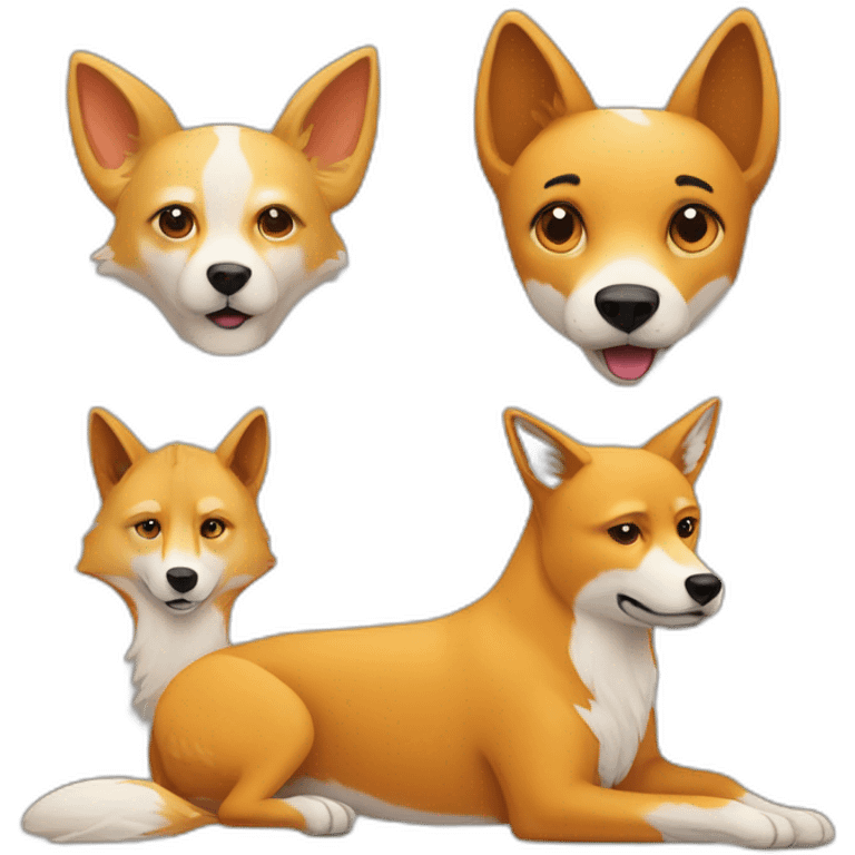 Yellow dog between a fox and a dingo emoji