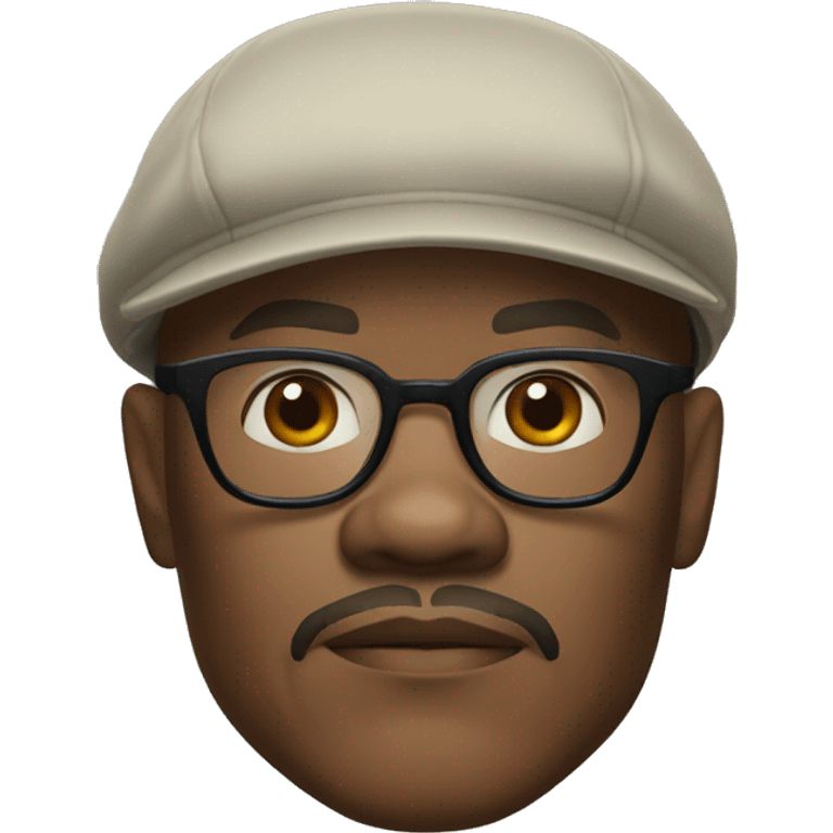 bald samuel l jackson serious wearing shirt and backwards Kangol emoji