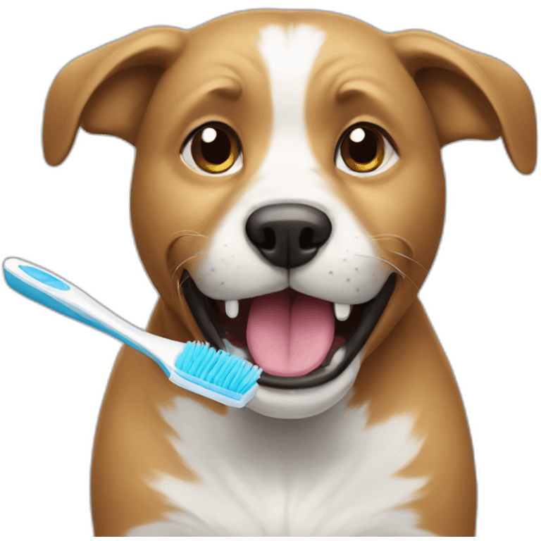 A dog brushing teeth emoji