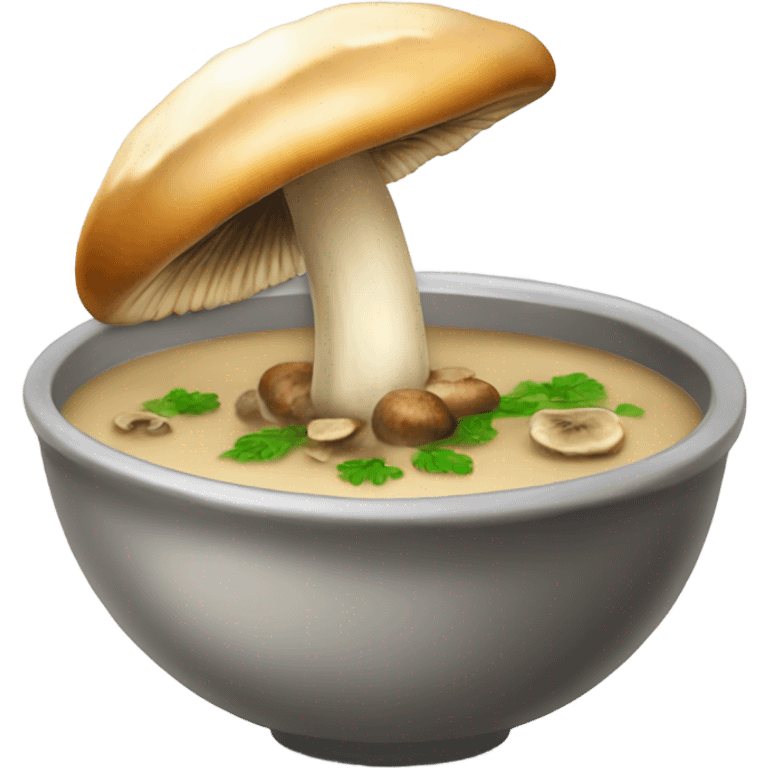 Mushroom soup with a sautéed mushroom on top  emoji