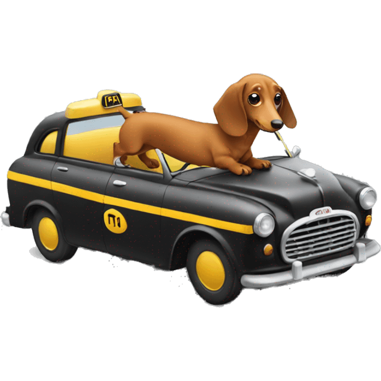 dachshund driving a taxi emoji