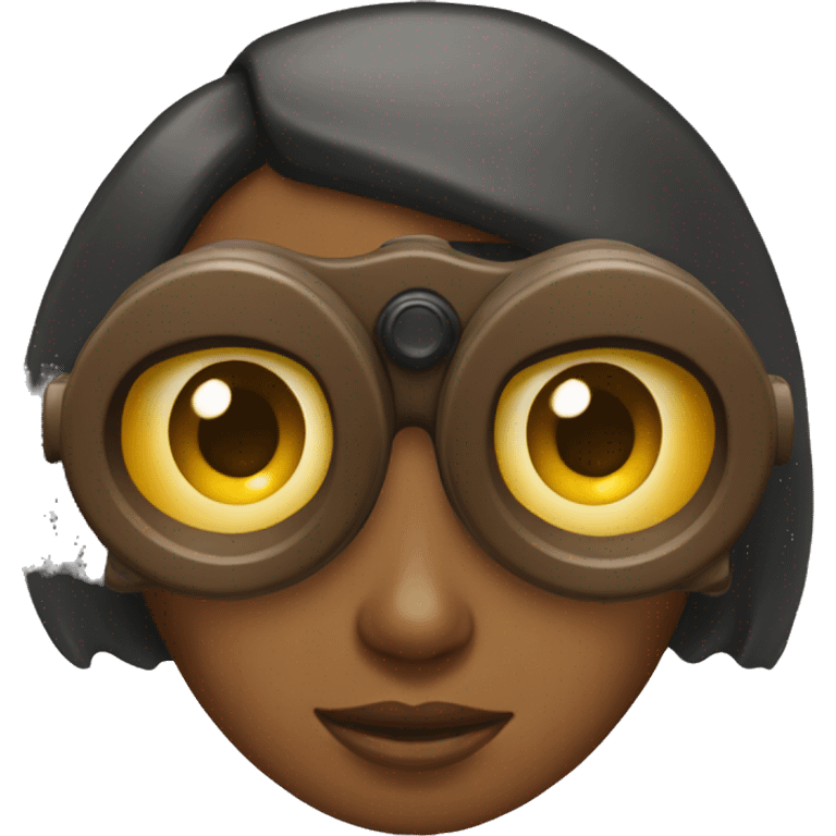 a brown girl with binocular emoji