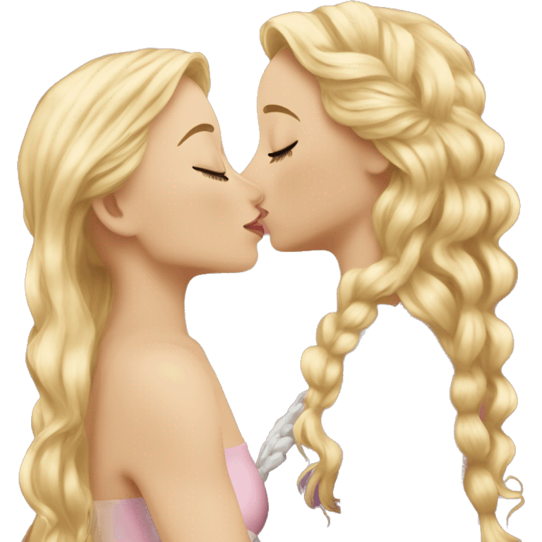 2 women princesses couple blonde deep kiss emoji