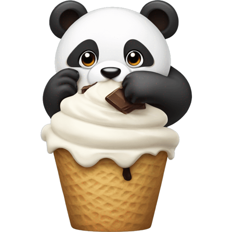 Panda eating chocolate ice cream  emoji