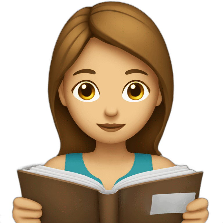 brown-medium-hair-girl-reading-a-book emoji