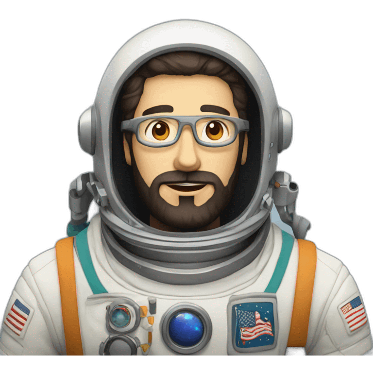 caucasian dark-bearded astronaut with white-glasses emoji