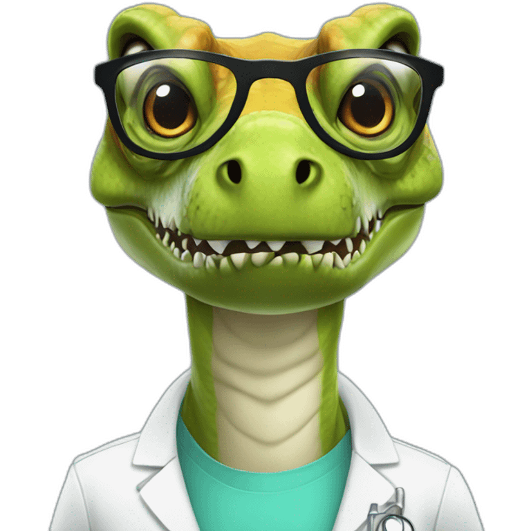 t-rex head in medical uniform and black glasses emoji