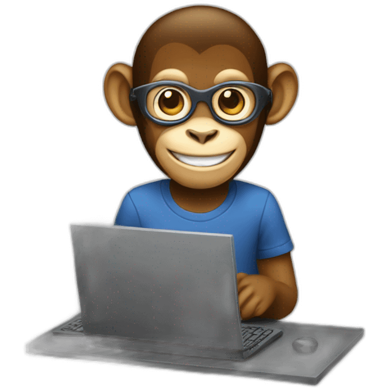 smiling monkey software engineer using a computer emoji