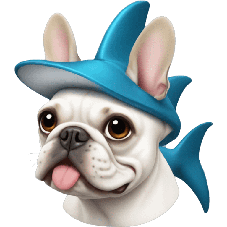 French bulldog with shark hat emoji