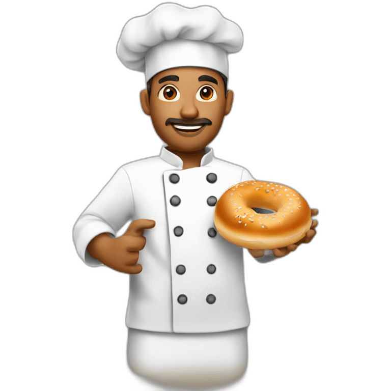 Chef holding a bagel emoji