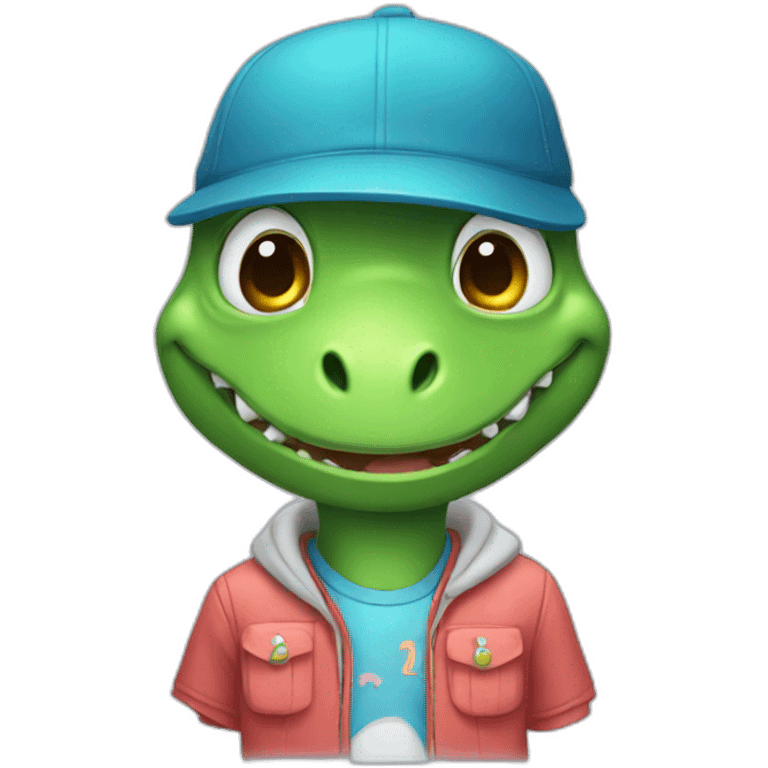 cute dinosaur wearing school outfit emoji