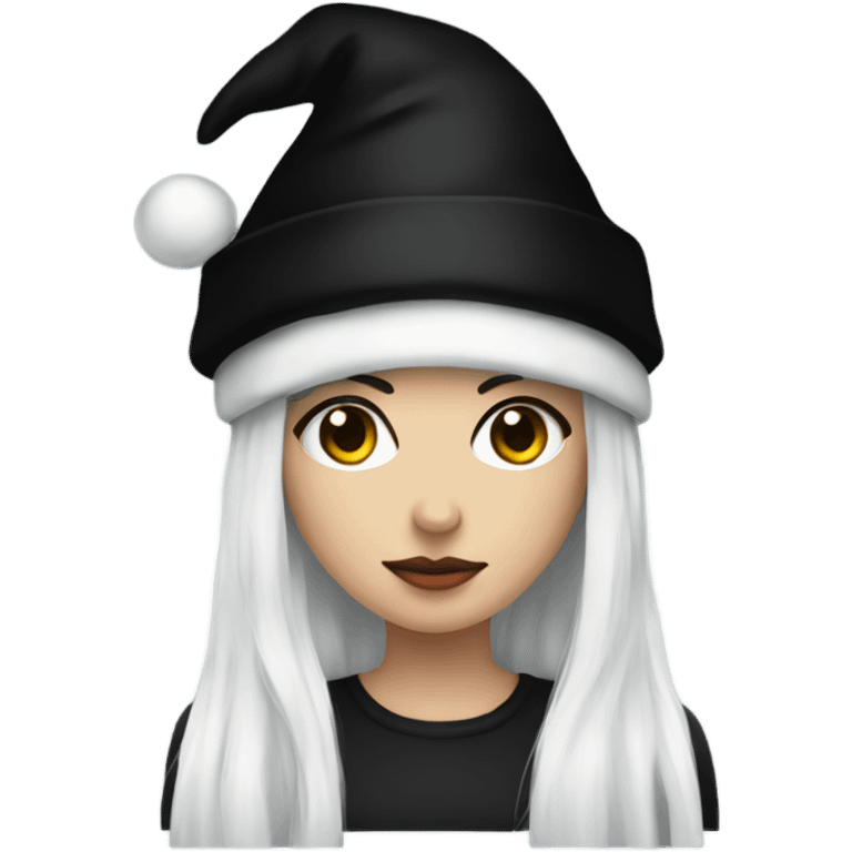 Black christmas hat on gothic girl emoji