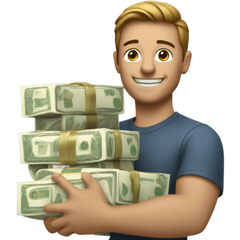 Happy Man with lots of money emoji