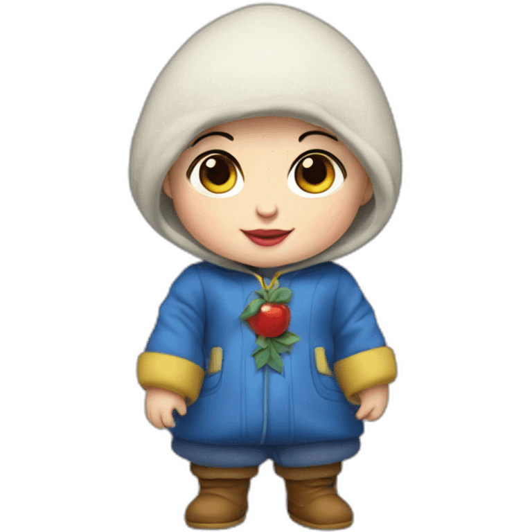 Snow white as a baby in winter clothes emoji