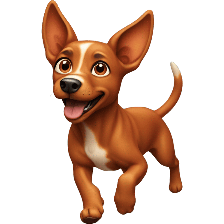 realistic solid red dog with pointed ears running emoji