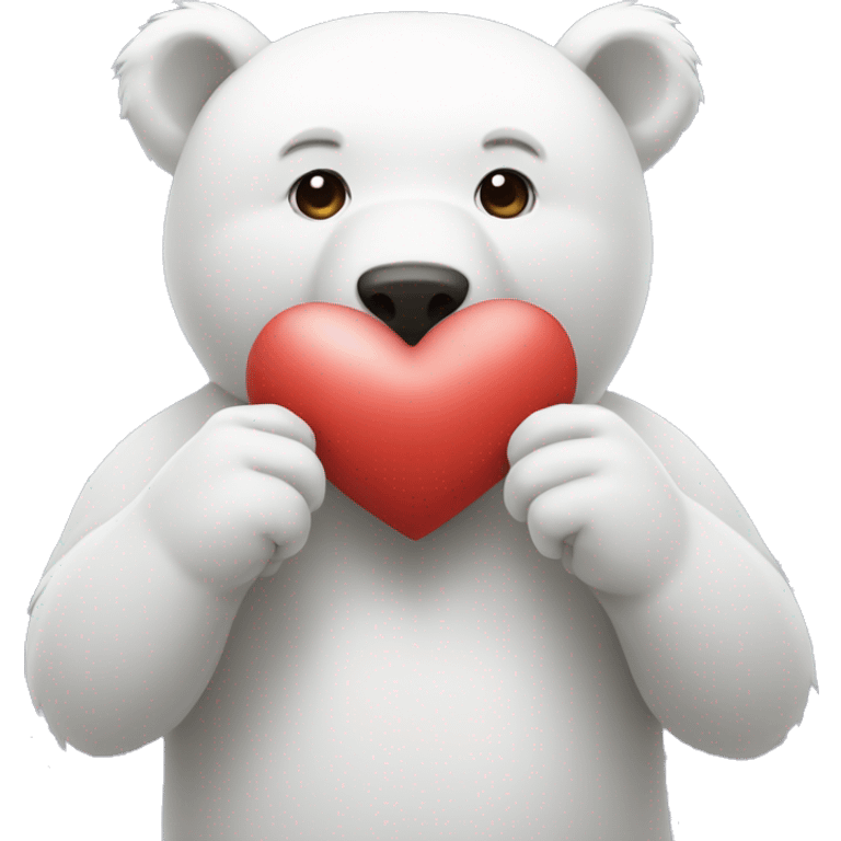 white bear hold heart with it's both hands emoji