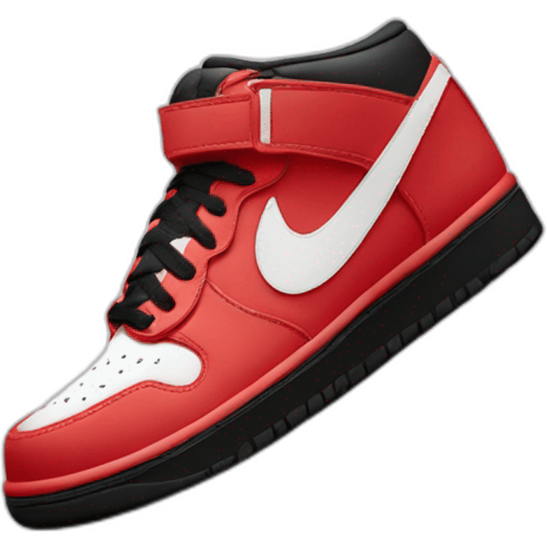 Chaussure Nike rouge et blanche avec le logo en noir emoji