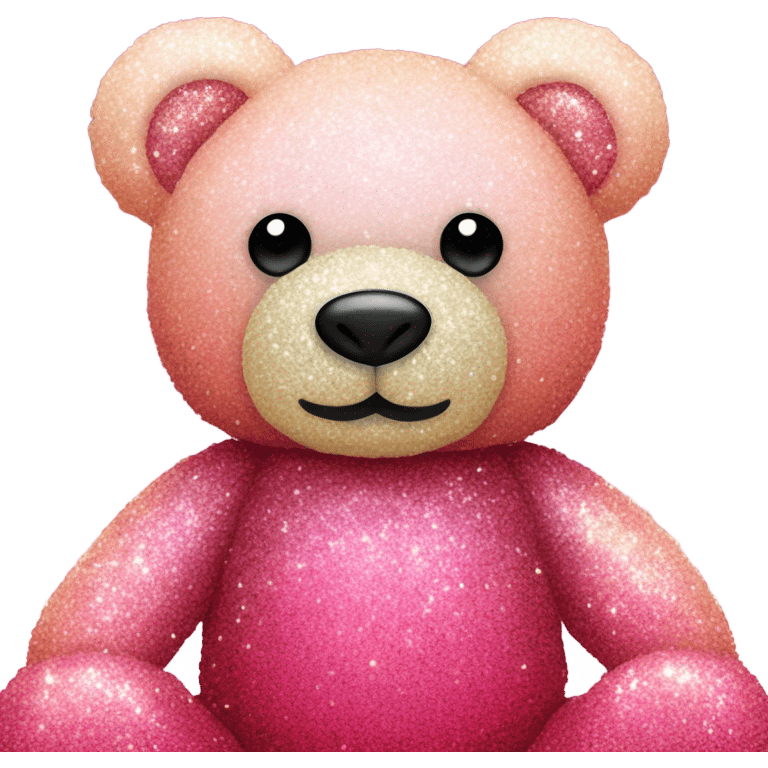 Pink ombre teddy bear made of roses with glitter emoji