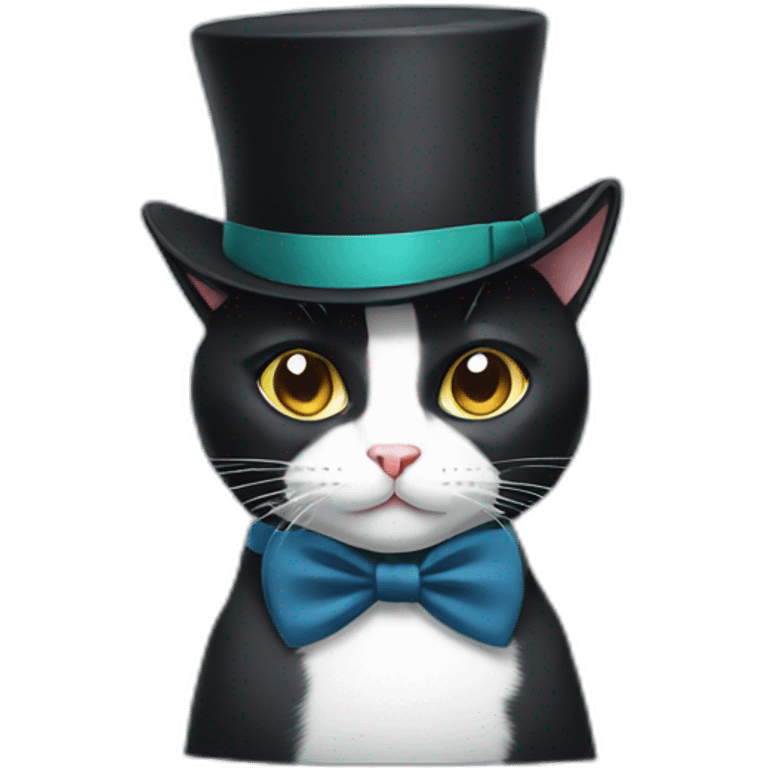 Tuxedo cat with hat emoji