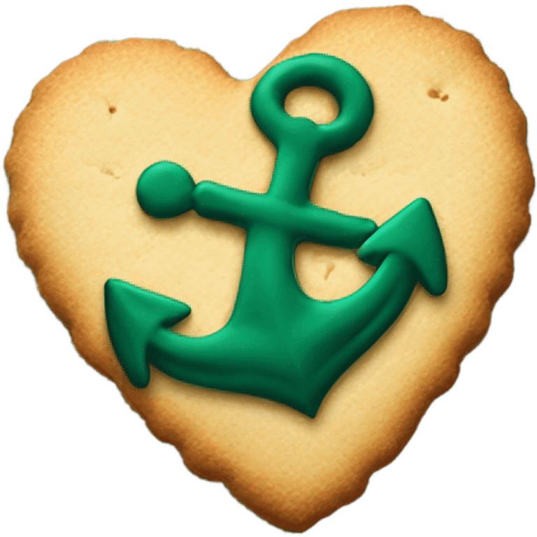 cookie heart with dark green anchor emoji