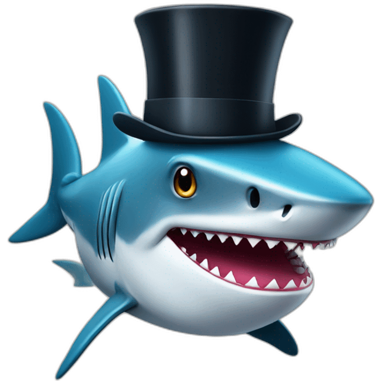 Shark with a top hat emoji