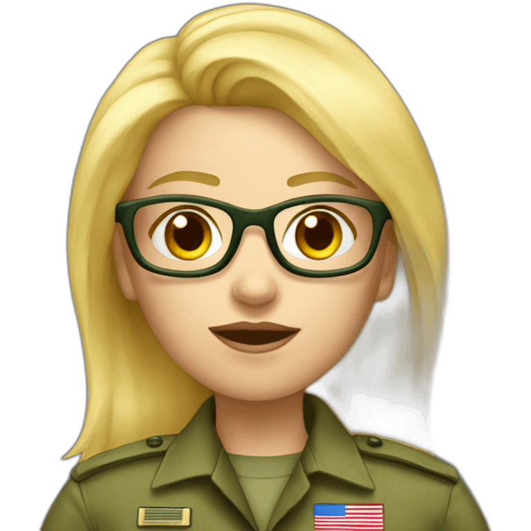 Blond girl general army with glasses emoji