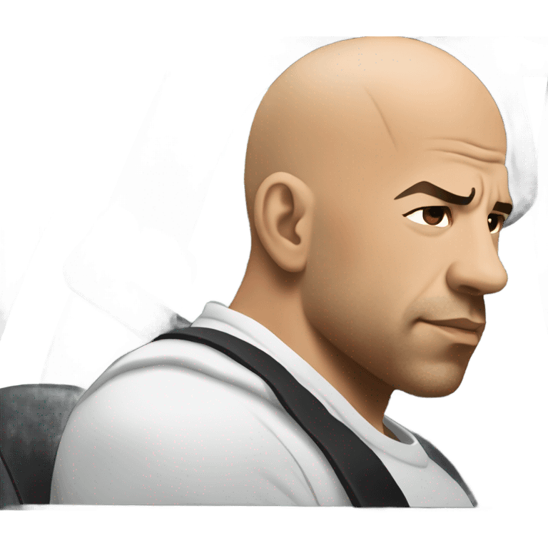 Vin Diesel in profile driving a car emoji