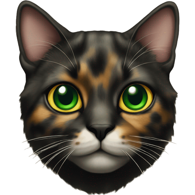 tortoiseshell  Cat with green eyes, nose black  emoji