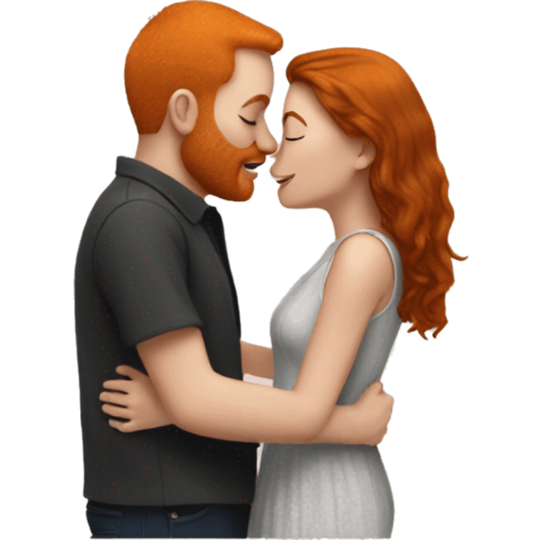 Ginger guy kissing brunette girl 😘 emoji