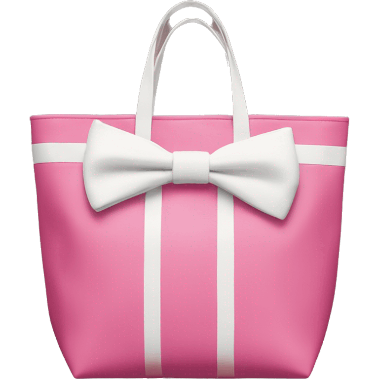 pink lacoste tote bag with one white bow on left side of the bag  emoji