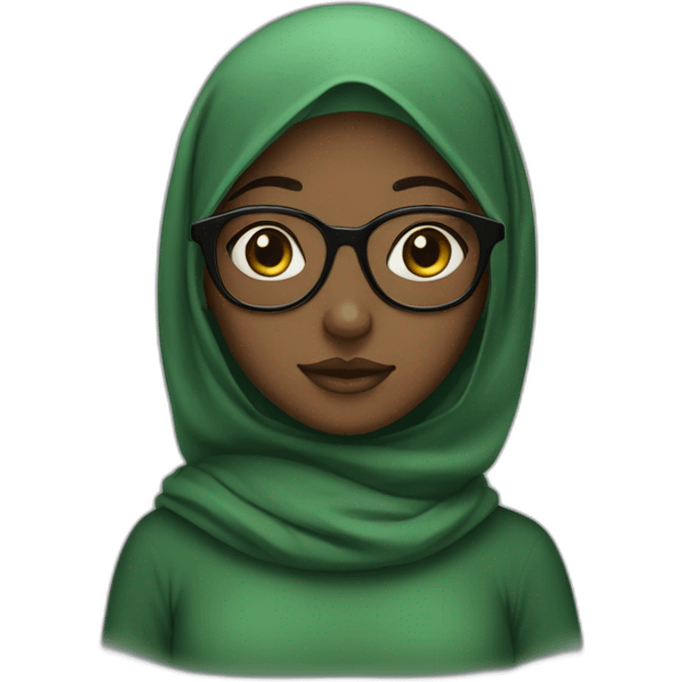 black-girl-with-glasses-wearing-green-hijab emoji