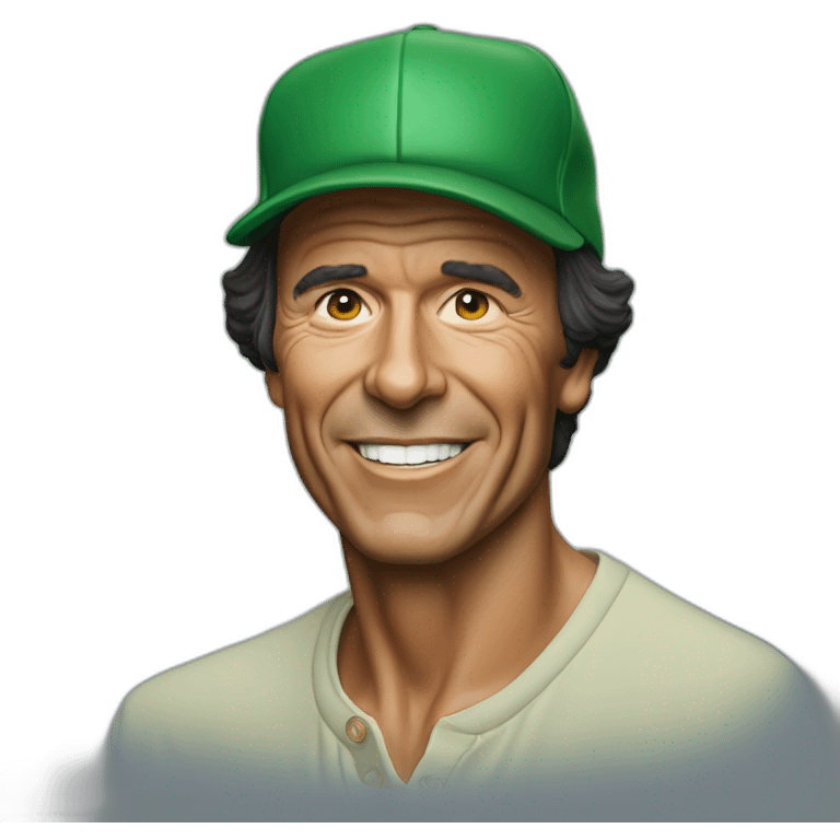 Hyperrealist Julio iglesias with green cap emoji