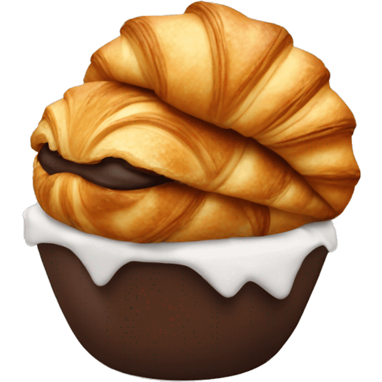 croissant with chocolate emoji