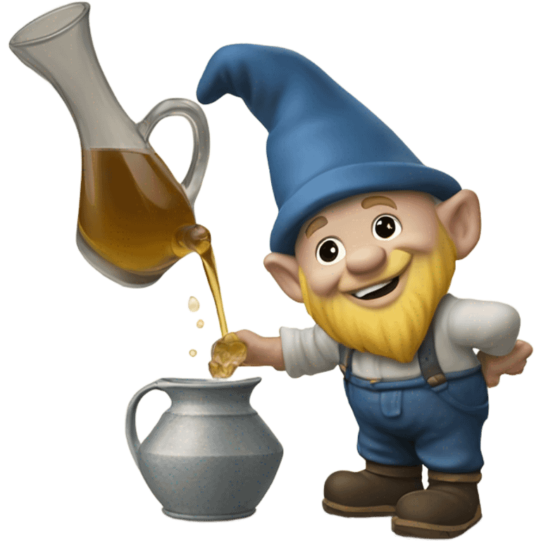 gnome pouring out liquid on the ground from a pitcher emoji