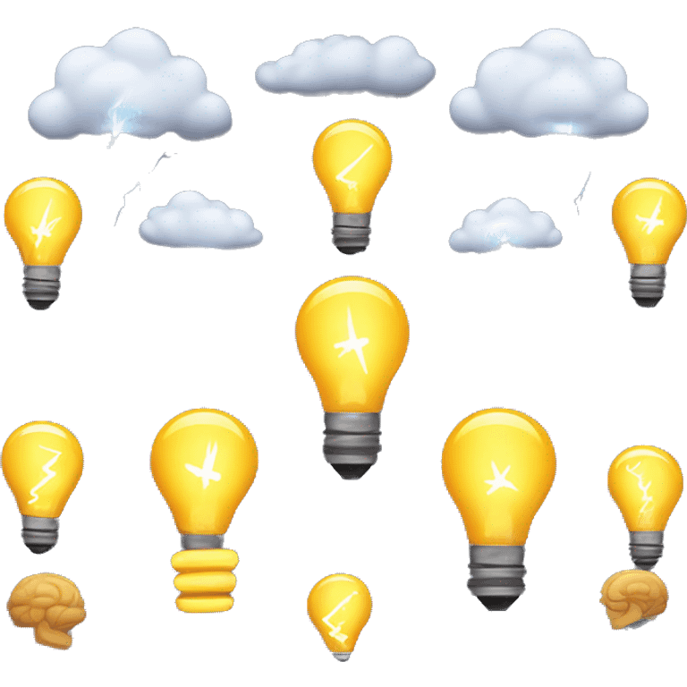 Brainstorming Emoji 🌩️🧠
Usage: To signify brainstorming sessions or creative thinking.
Design Idea: A brain with a light bulb inside it or lightning bolts around it. emoji