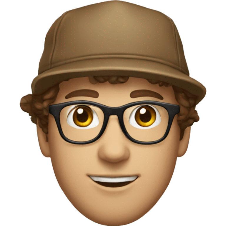 jeremy allen white from the bear with brown hair and glasses and an oregon hat on emoji