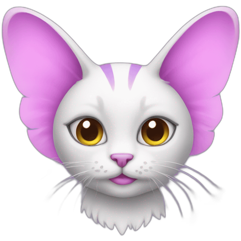 A pink cat with purple wings. emoji