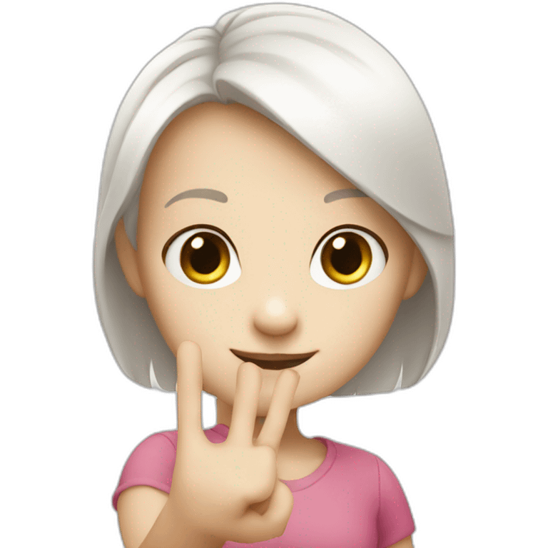 Small white skin girl showing three fingers emoji