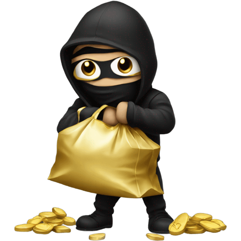 Robber emoji holding a bag with gold emoji