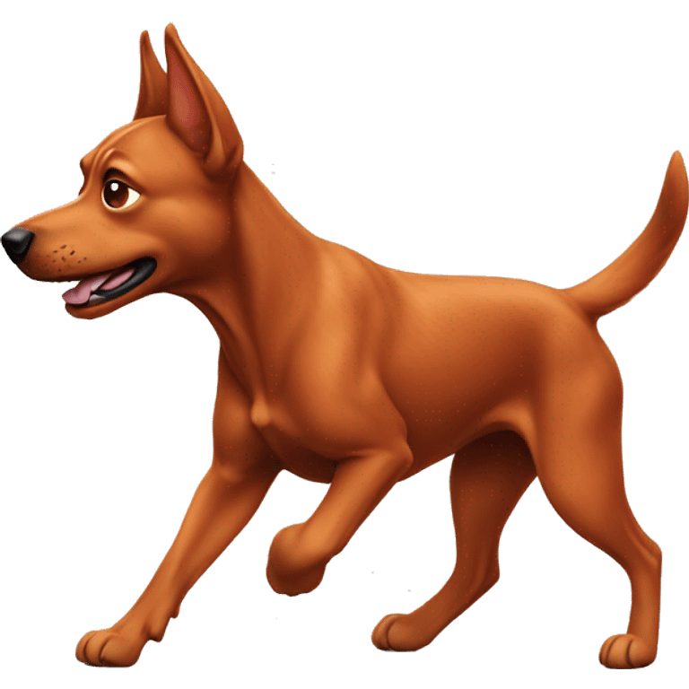 realistic solid red dog with pointed ears running emoji