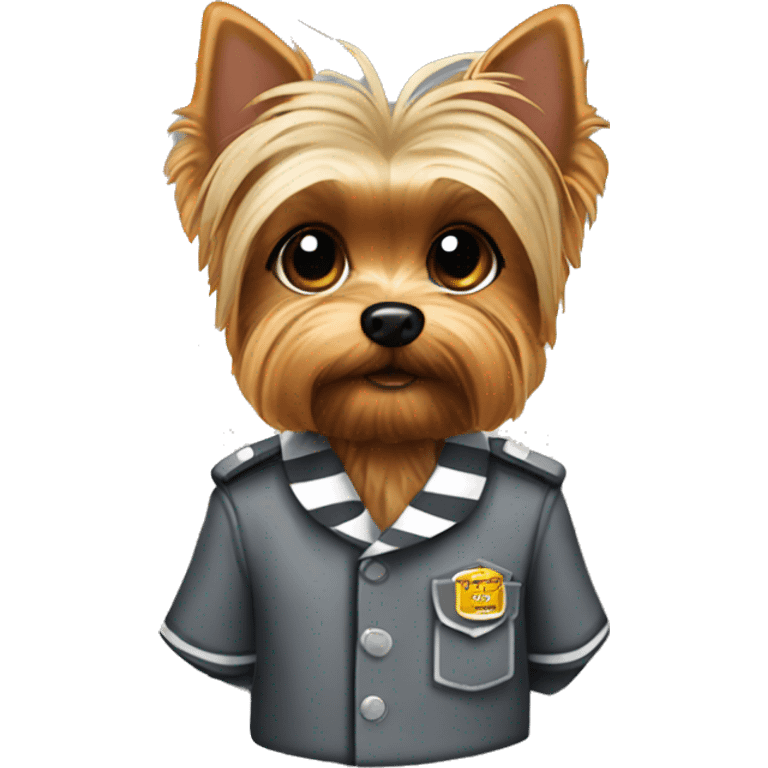 Yorkie dog mischief crook prison uniform  emoji